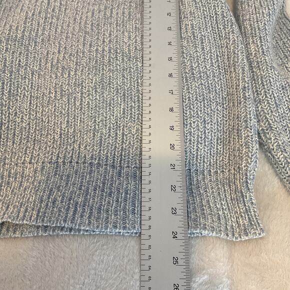 Tommy Hilfiger Sweater Chunky Knit Gray Blue Crewneck Zip Sleeve Cozycore Pocket - Picture 3 of 10